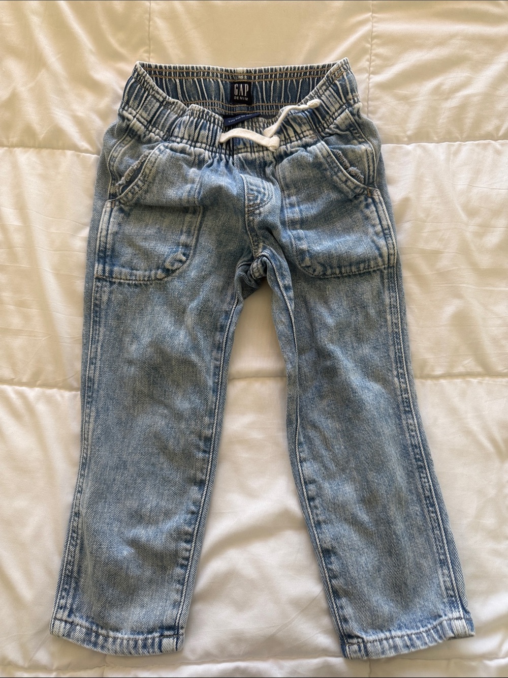 GAP Kids Light Wash Drawstring Waist Denim Pants